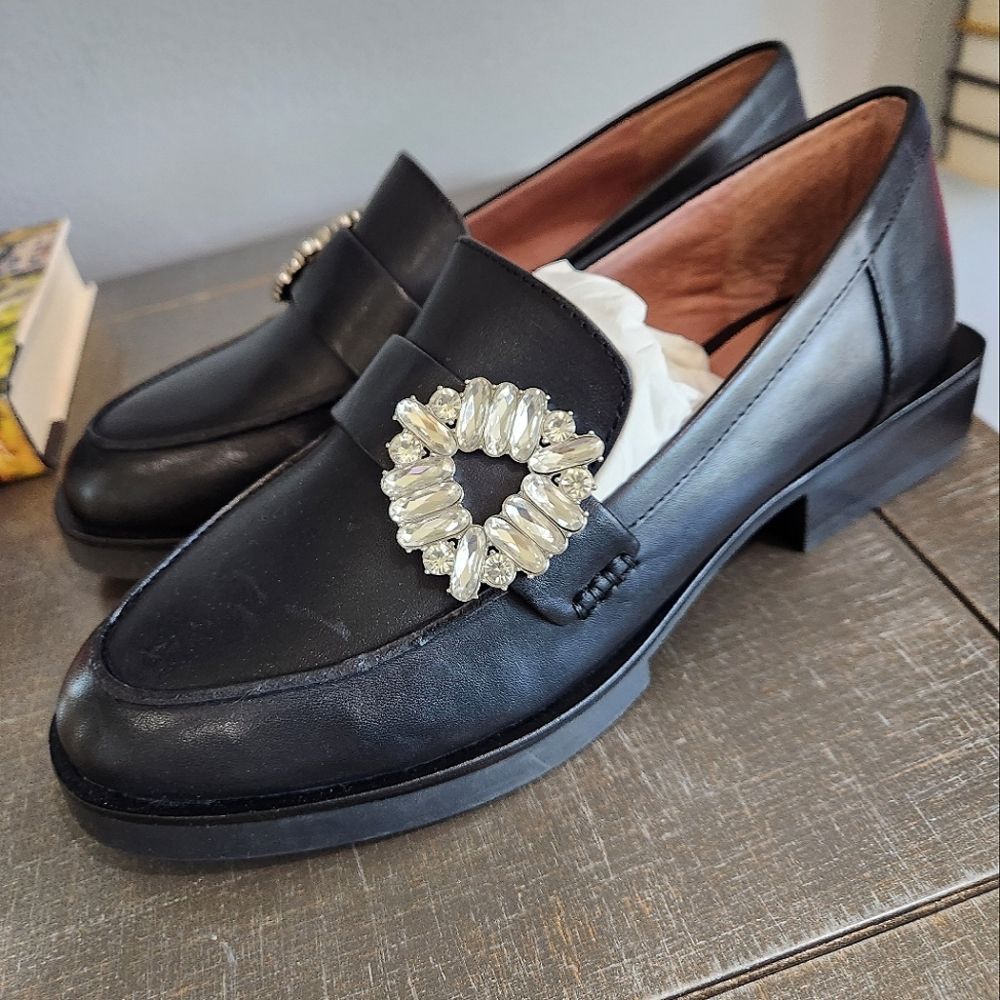 Gianni Bini jeweled black loafers - Picture 2 of 8